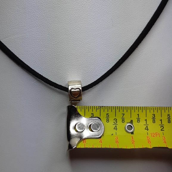 Sterling Silver 925 and 585 Gold Plated Heart Charm Necklace - Picture 5 of 5